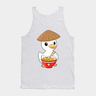 Funny duck is eating noodles Tank Top